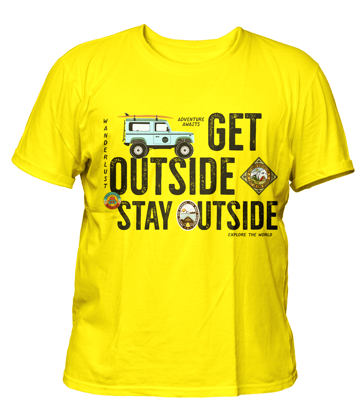 Get Outside - Travel - Premium 200gsm Cotton Regular T-shirts, Biowashed