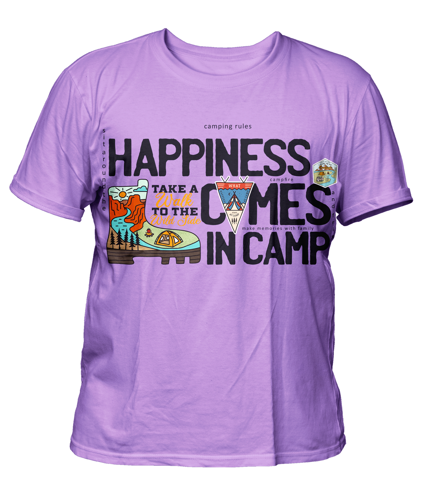 Camping - Travel - Premium 200gsm Cotton Regular T-shirts, Biowashed