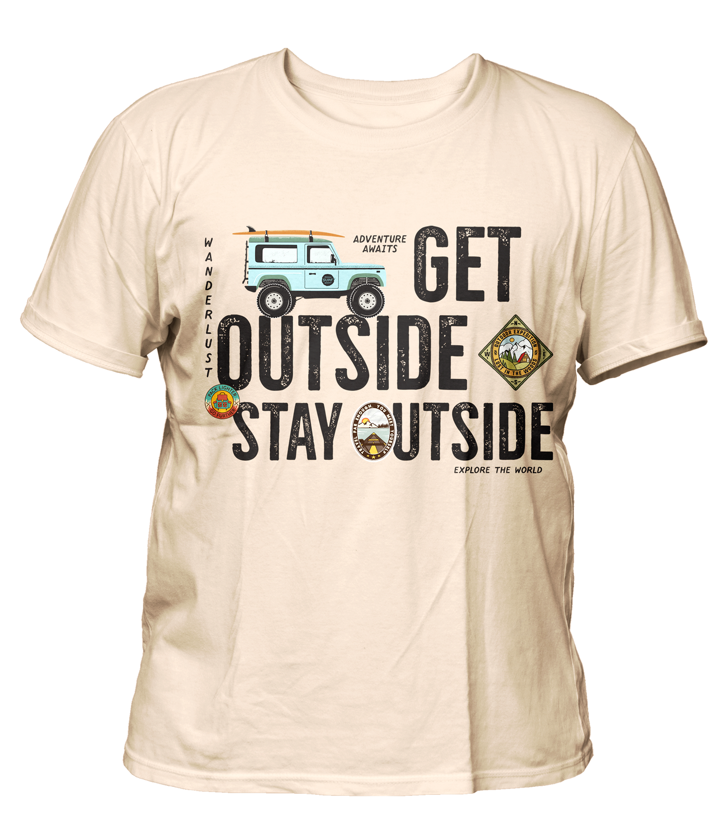 Get Outside - Travel - Premium 200gsm Cotton Regular T-shirts, Biowashed