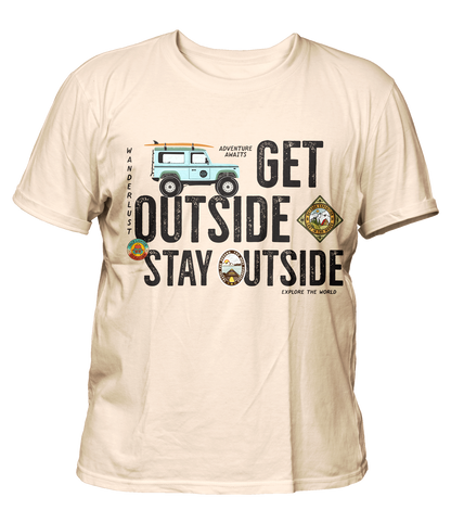 Get Outside - Travel - Premium 200gsm Cotton Regular T-shirts, Biowashed
