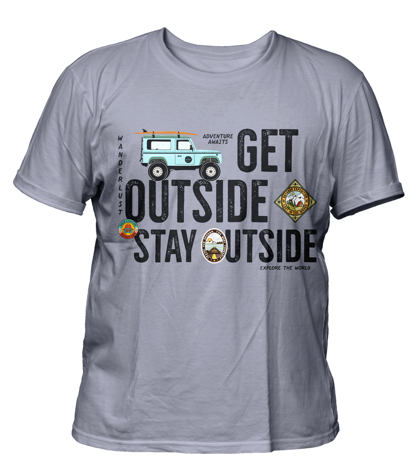 Get Outside - Travel - Premium 200gsm Cotton Regular T-shirts, Biowashed