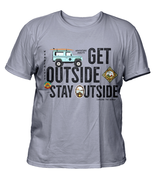 Get Outside - Travel - Premium 200gsm Cotton Regular T-shirts, Biowashed
