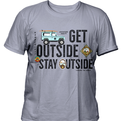 Get Outside - Travel - Premium 200gsm Cotton Regular T-shirts, Biowashed