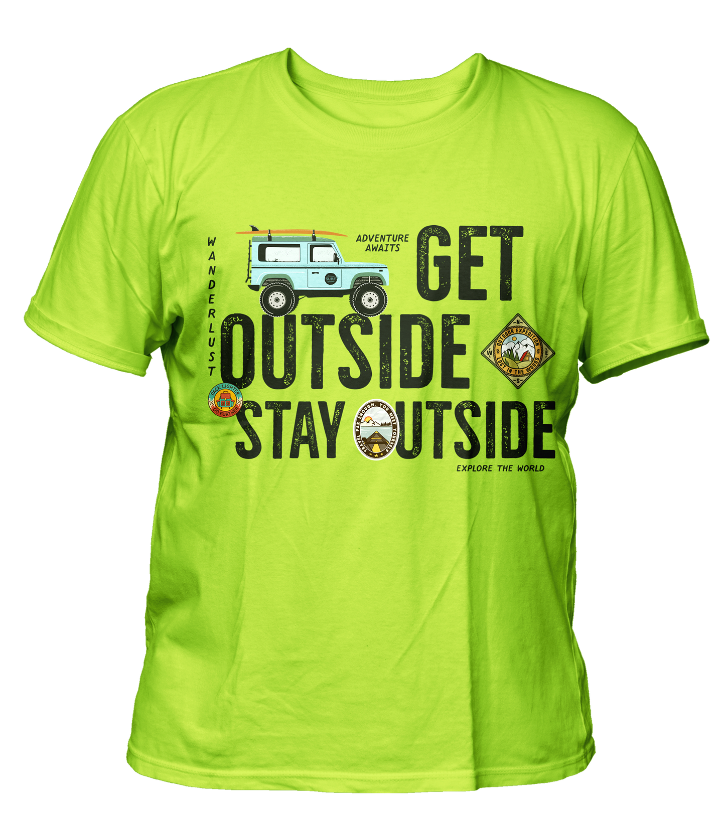 Get Outside - Travel - Premium 200gsm Cotton Regular T-shirts, Biowashed