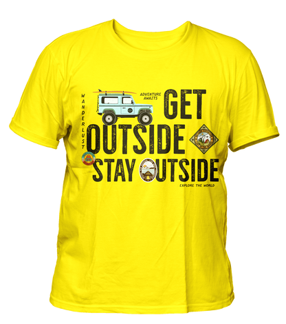 Get Outside - Travel - Premium 200gsm Cotton Regular T-shirts, Biowashed