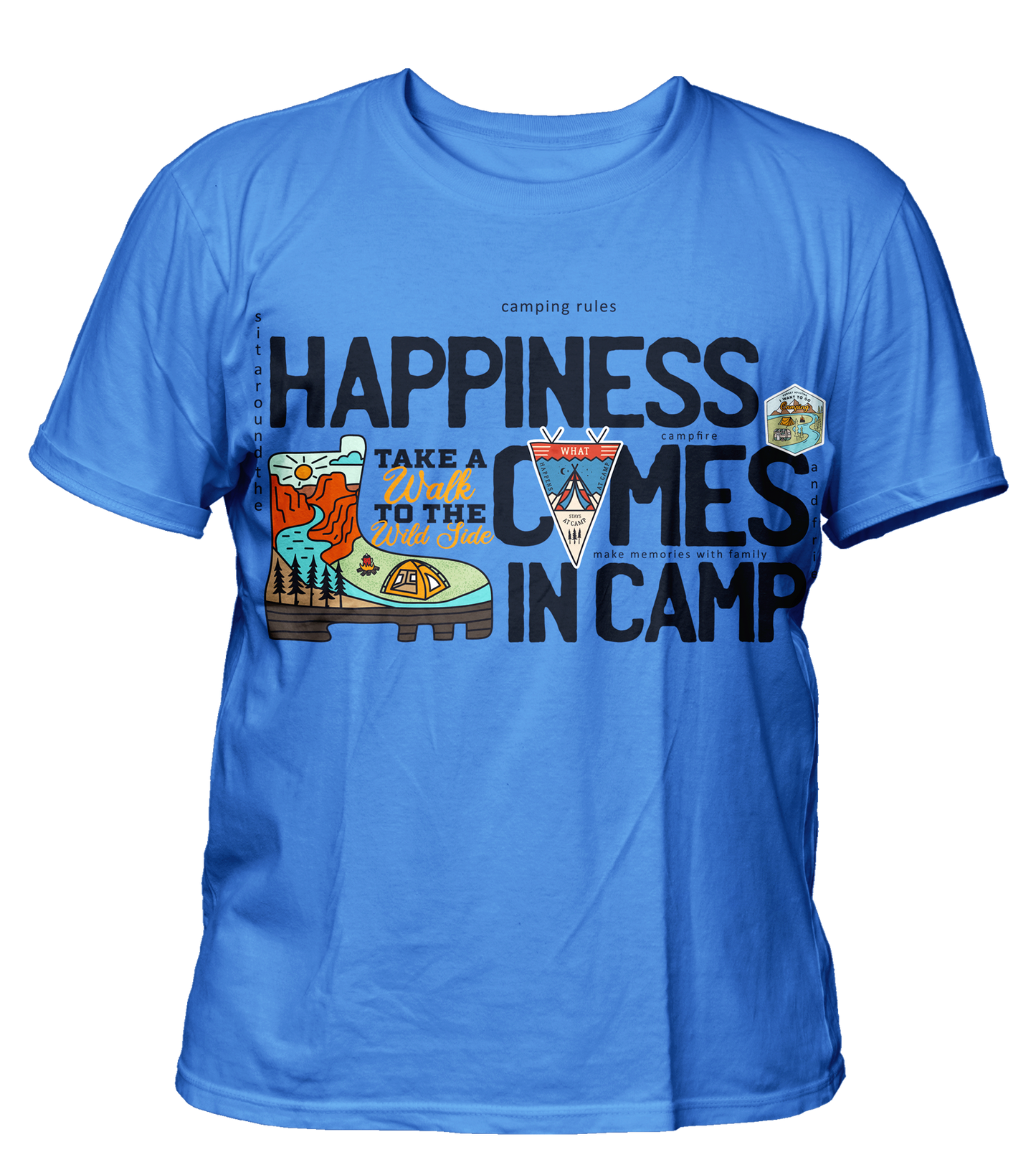 Camping - Travel - Premium 200gsm Cotton Regular T-shirts, Biowashed