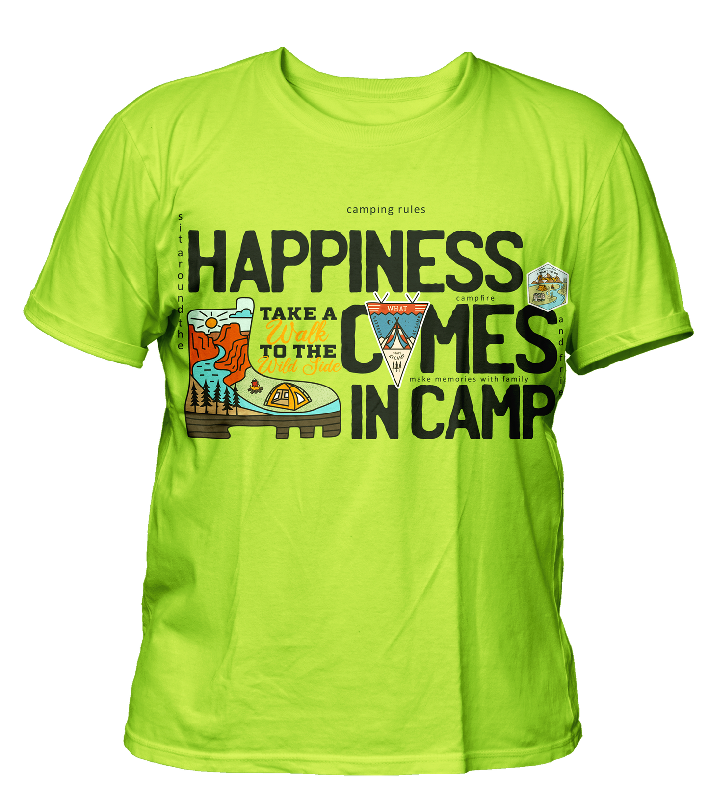 Camping - Travel - Premium 200gsm Cotton Regular T-shirts, Biowashed